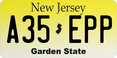 NJ license plate A35EPP