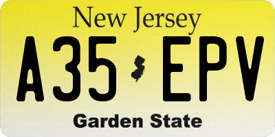 NJ license plate A35EPV