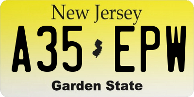 NJ license plate A35EPW