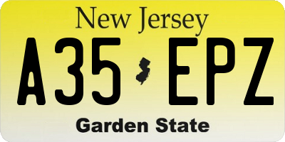 NJ license plate A35EPZ