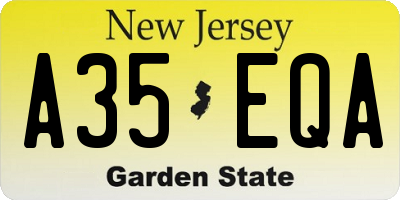 NJ license plate A35EQA