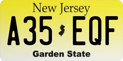 NJ license plate A35EQF