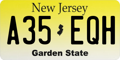 NJ license plate A35EQH