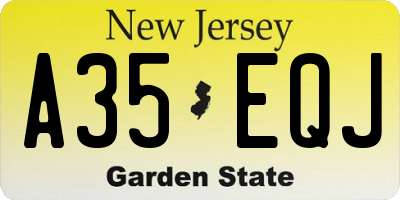 NJ license plate A35EQJ