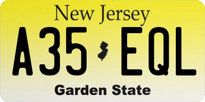 NJ license plate A35EQL