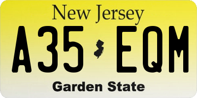 NJ license plate A35EQM