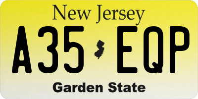 NJ license plate A35EQP