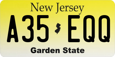 NJ license plate A35EQQ