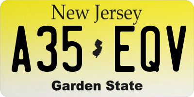 NJ license plate A35EQV