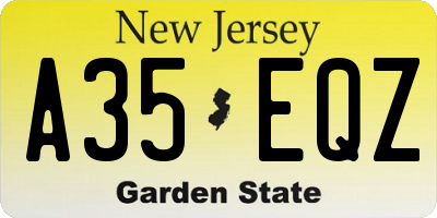 NJ license plate A35EQZ