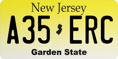 NJ license plate A35ERC