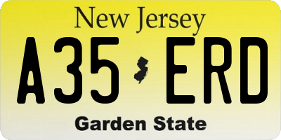 NJ license plate A35ERD