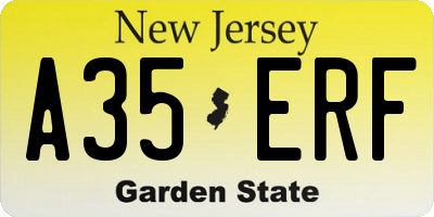 NJ license plate A35ERF