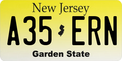 NJ license plate A35ERN
