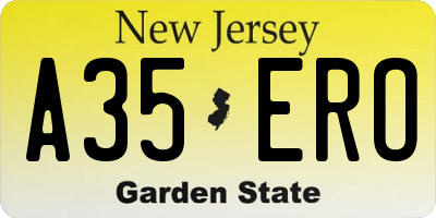 NJ license plate A35ERO