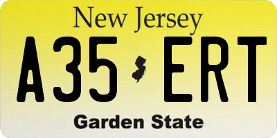 NJ license plate A35ERT