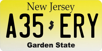 NJ license plate A35ERY