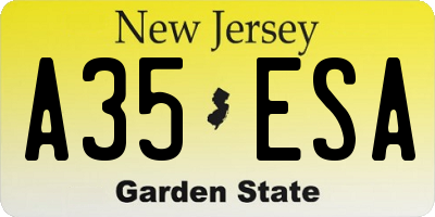 NJ license plate A35ESA