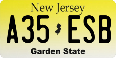 NJ license plate A35ESB
