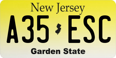 NJ license plate A35ESC