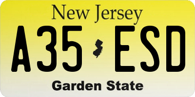 NJ license plate A35ESD