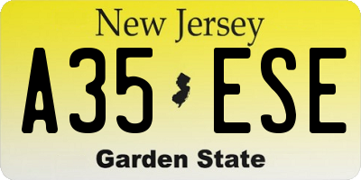 NJ license plate A35ESE