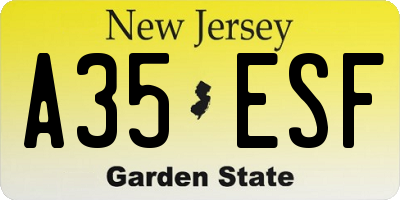 NJ license plate A35ESF