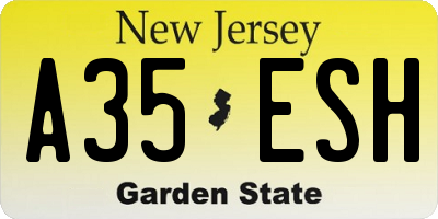 NJ license plate A35ESH