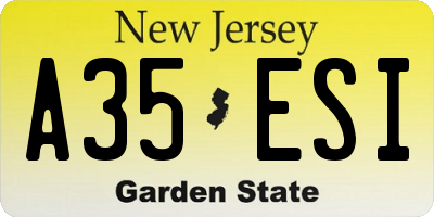 NJ license plate A35ESI
