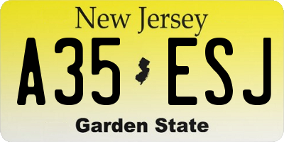 NJ license plate A35ESJ