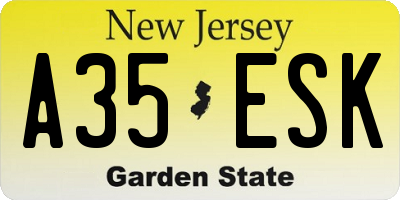 NJ license plate A35ESK