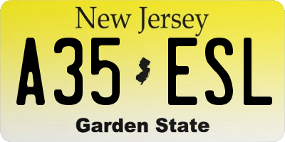 NJ license plate A35ESL