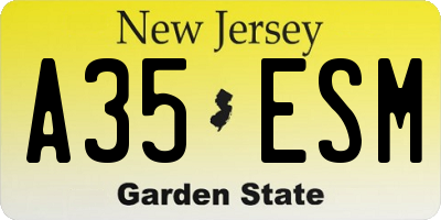 NJ license plate A35ESM