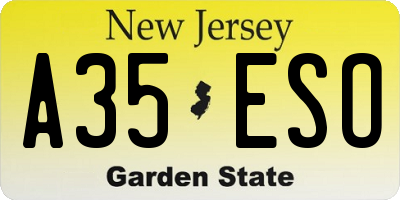 NJ license plate A35ESO