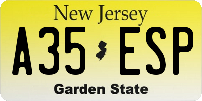 NJ license plate A35ESP