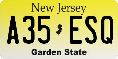 NJ license plate A35ESQ