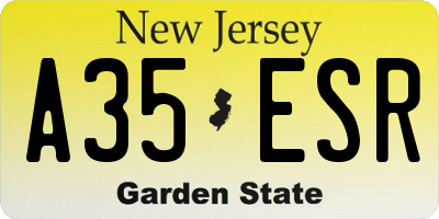 NJ license plate A35ESR