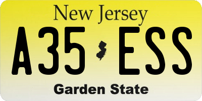 NJ license plate A35ESS