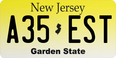 NJ license plate A35EST