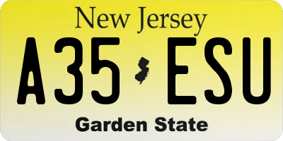 NJ license plate A35ESU