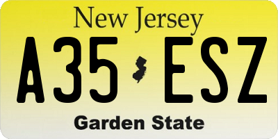 NJ license plate A35ESZ