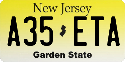 NJ license plate A35ETA