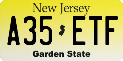 NJ license plate A35ETF