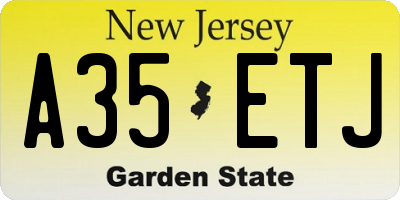NJ license plate A35ETJ