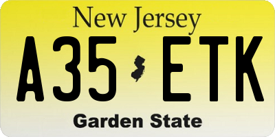 NJ license plate A35ETK