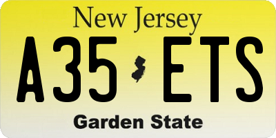 NJ license plate A35ETS