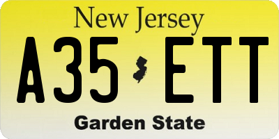 NJ license plate A35ETT