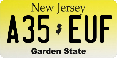 NJ license plate A35EUF