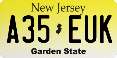 NJ license plate A35EUK