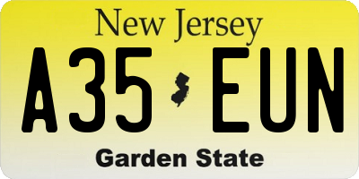 NJ license plate A35EUN